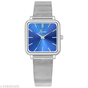 Jainx Square Blue Dial Steel Mesh Chain Analog Wrist Watch for Women - JW85602