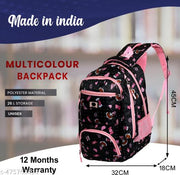 35L Printed Stylish & Trendy Water Resistant High Storage School Collage Travel Backpack Bag With Pouch Set for Girls & Women, 18 Inch