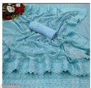 SHIMMER SAREE WITH MIRROR WORK AND CHEMICAL LACE AND DIMOND HAND WORK