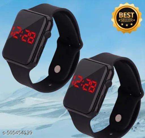 Trending Black Dial Ultra LED Digital Watch For Boy & Girls Square Ultra Watch Sports Watch LED Band for Kids, Boys and Girls