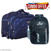 SKY SCRIPT 65L Polyester Travel Duffle Bags/Daffal Bags/Travel Bags/Travelling Bags with Combo of 33L Waterproof Backpack Bag for School/College/Travel /Offices /Boys /Girls and Teens.