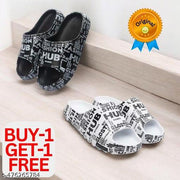 Boys Stylish Combo White & Black Flip-flops Slipper, Light-weight, Comfortable, Slides for Boys.
