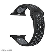 Rycore Sports Band Soft Silicone Sport Wristband Compatible with Apple Watch iWatch Bands 42mm 44mm & 45mm Soft Silicone Strap for iWatch Series 7 6 5 4 3 2 SE [Watch NOT Included] - Black & Grey
