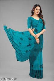 Soft & Lightweight Chiffon Saree for Women (GREEN)