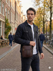 Crossbody Sling Bags || Stylish Shoulder Men & Women Cross Body Bag || Office Business Messenger Bag Water Resistant for Men and Women || (Pack of 1) || Brown Colour