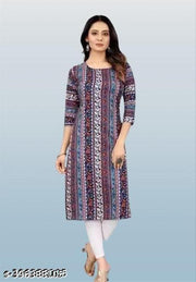 Polyster/Crepe fabric-WOMEN PRINTED A-LINE KURTI