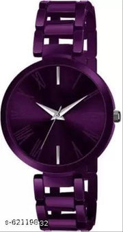 Best Quality Ethnic Purple Metal Chain Belt Analog Watches for Girls Watches for Women