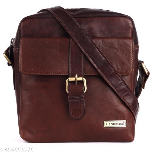 LANDMINE Crossbody Genuine Leather Sling Bag For Men Brown | Messenger bag | Shoulder Bag - Travel Bag Adjustable Strap