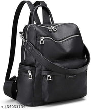 Medium 25 L Laptop Backpack Backpack Purse for Women Convertible Travel Vintage PU Leather Shoulder Bag  (Black)