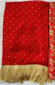 Crush Chiffon Red Tassels and latkans Saree With Blouse