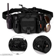 Outdoor Unisex Tactical Military Waist Pack Chest Bag 3 Pocket Holder Black | 37 x 18 x 11 cm | Black aas2