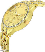 MKR Store New Golden Stone Studded Sekou Wrist Watch For Men & Women Analog Watches STYLISH AND TRENDY ANALOG WATCH FOR GIRLS AND WOMEN WATCH BEAUTIFUL GIRLS WATCH BIRTHDAY GIFT WATCH