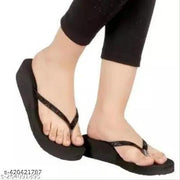 Dr lite sleeper  Girls and Women || Flower Design stylish flip flop || Black Casual Flip flop Women's & Girl's Black color Medium Heel Party wear Flip-flops