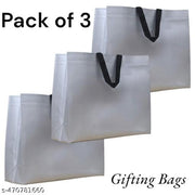 Lightweight Reusable Tote Bags – Foldable Eco Shopping Bags (Grey, Pack of 3)