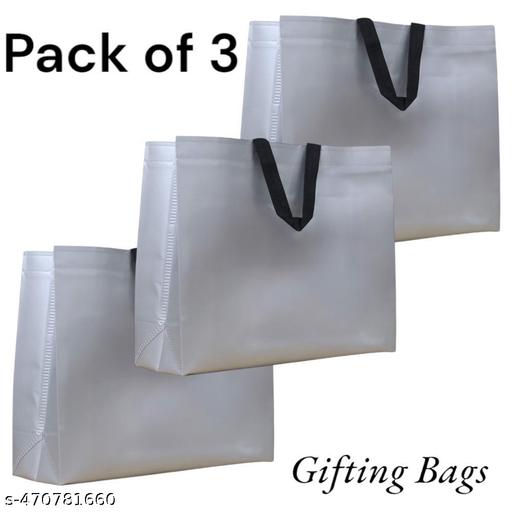 Lightweight Reusable Tote Bags – Foldable Eco Shopping Bags (Grey, Pack of 3)