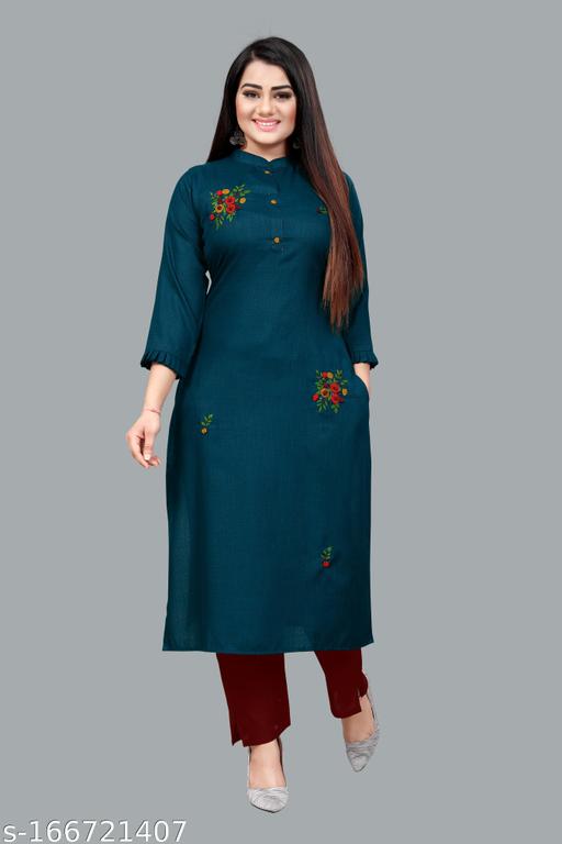 Indigo solid cotton blend straight kurta