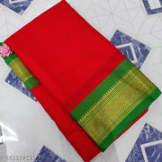 Golden Zari Cotton Silk Paithani Saree Red green