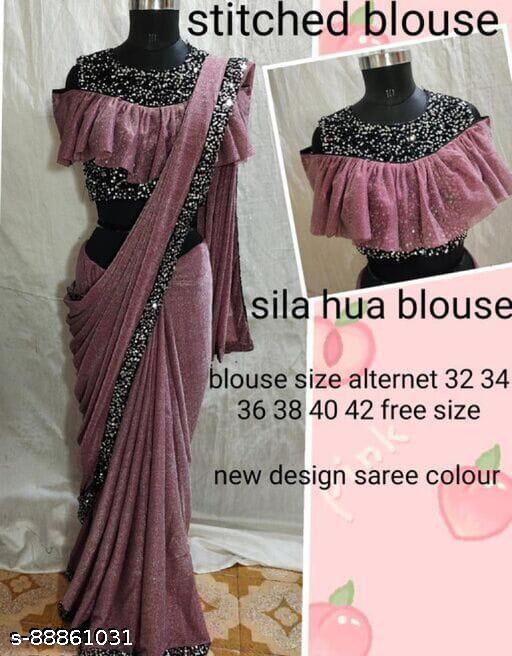 Lycra Saree Set with Stitched Blouse | Free Size (38–42)