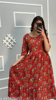 jaipuri famous long anarkali kurti Women printed anarkali kurta Flayered Anarkali kurti Printed RAYON ANARKALI LONG KURTI