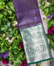 Woman Kanchipuram Silk Saree With Zari Border | kanchipuram Saree | Handwoven Silk Saree | Silk Saree | Saree for Women | Bridal Saree | Designer Saree