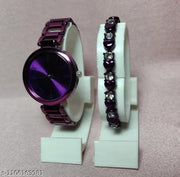 Women metal watch with bracelet bracelet combo