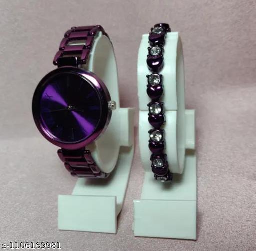 Women metal watch with bracelet bracelet combo