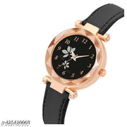 New Dial Leaf Leather Belt Girls Analog Watch