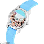 Yolako White Dial Sky BluePu Unisex Boy-Girls Kids Watch