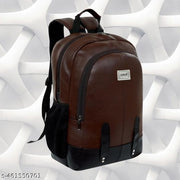 Size: M (15-30L) Zerus Brown PU Leather Laptop Backpack | 15.6” Office, Travel & Daily Use Bag