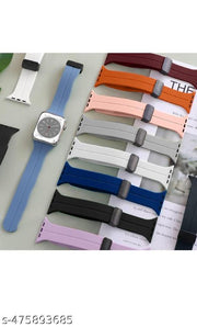 Soft Silicon Magnetic Smart Watch Strap Belt for Ultra Watch 49 mm, Series 8 / 7 45 mm, Series 6 / 5 / 4 44 mm, Series 3 / 2 / 1 42 mm, T800 Ultra, Watch 8 Ultra, i8 Pro Max, W26, T800 Smart Watch Strap Pack of 2(BLUE, MEHRUN)
