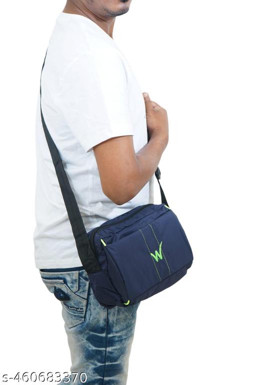 Unisex Navy blue Solid Messenger Bag