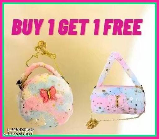 Sling Bag Combo for Girls Mini Hand Bag Kids Small Bags Butterfly Design Fur ( BEST BEST BEST QUALITY GUARRNTED)
