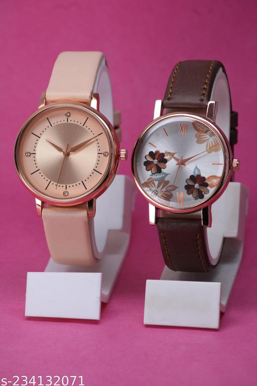 New Ethnic Flower Designer Leather Belt Analog Watches for Women Watches for Girls