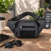 Premium Waist Bag for Men | Multi Pocket Fanny Pack | Adjustable Sling Pouch | Water Resistant Travel Belt Bag | Chest Crossbody