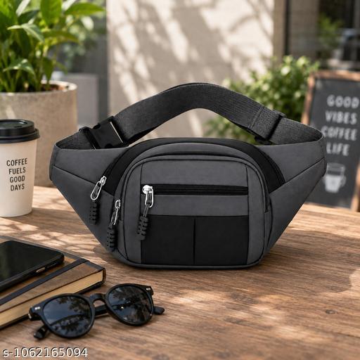 Premium Waist Bag for Men | Multi Pocket Fanny Pack | Adjustable Sling Pouch | Water Resistant Travel Belt Bag | Chest Crossbody