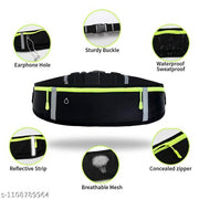 Running Belt Fanny Pack: Breathable 3 Pocket Waist Bag for Men Women Workout Exercise Fitness Phone Holder Fits All Phones, Black