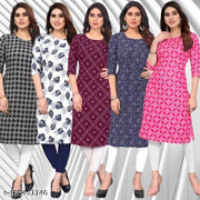 Polyster/Crepe fabric-Women Ethnic Wear Women Crepe Fabric Printed Straight Kurti, Size -S, M, L, XL, XXL, 2XL, XXXL, 3XL, 4XL, 5XL ( New Arrival New Design Fashionable Kurti )