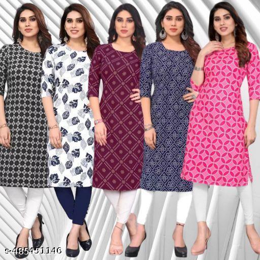 Polyster/Crepe fabric-Women Ethnic Wear Women Crepe Fabric Printed Straight Kurti, Size -S, M, L, XL, XXL, 2XL, XXXL, 3XL, 4XL, 5XL ( New Arrival New Design Fashionable Kurti )