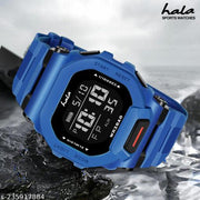 HALA HL-1035-Blue Shockproof Silicone Strap Hybrid Square Dial Sports Chronograph Multi Function Working Premium Quality LED Luminous Light For Mens & Boys Digital Watch - For Men