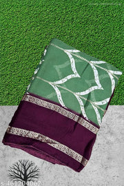 Latest fancy Georgette foil print saree with piping border