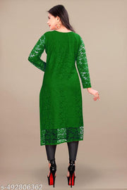 Woman Straight Net Fabric Kurtis