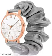 Blk_Gray_Pink_Maroon (White Flower Dial) Ribbin Belt Watch for Girl’s (Combo-04)