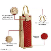 Buy 3-Pack Water Bottle Bag, Jute Wine Bottle/Mini Lunch Box Carry Cover with Handles & Safety Cover with Button(Black ,Red, Brown)