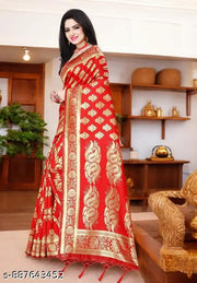 Demanding Soft Banarasi Silk Saree With Adorable Blouse Piece