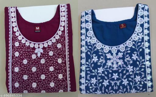 Women Ethnic Wear Rayon Embroidery Gala Kurti, Size -S, M, L, XL, XXL, 2XL, New Design & Fashionable Kurti, Pack of 2 (Combo of 2)