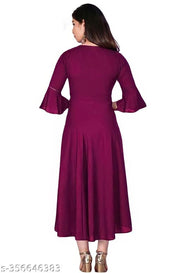 Trendy Ethnic Women's Solid Flared kurtis (Purple)