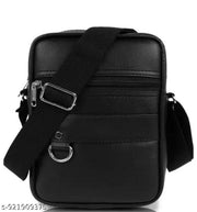 Premium Black Synthetic Leather Crossbody Side Bag for Men
