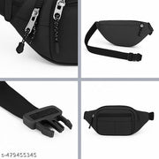 Zerrish Men's Black Waist Bag – Waterproof Travel Fanny Pack for Men & Women | Lightweight, Adjustable Hip Bag with Multiple Pockets for Hiking, Outdoor, Running & Daily Use
