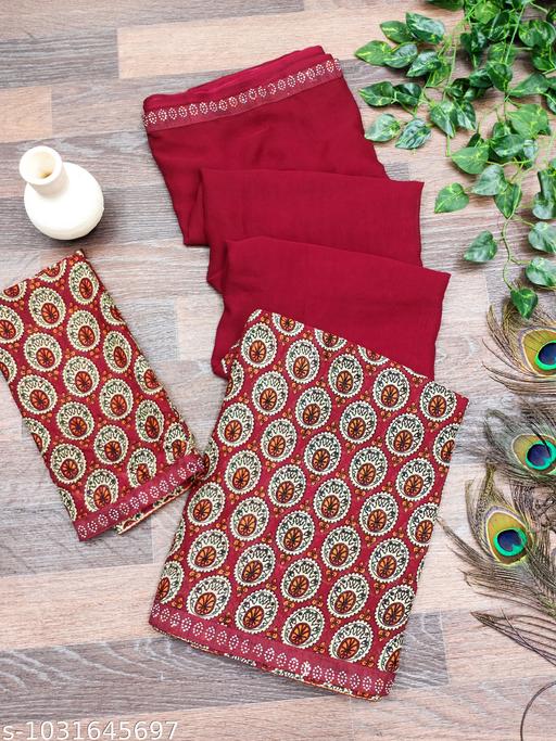 Women's Daily Wear Floral Printed Georgette Saree with Embellished Lace Border & Unstitched Blouse Piece