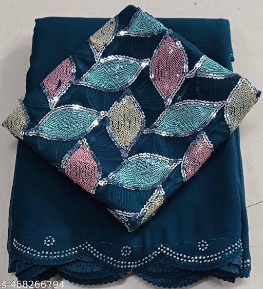 GRIFEZ WOMEN'S FANCY GEORGETTE SILVER PANKHUDI SAREE